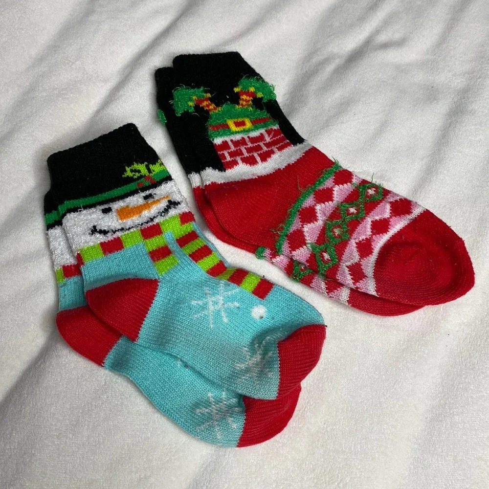 TWO PAIRS Novelty Socks Snowman Winter Socks